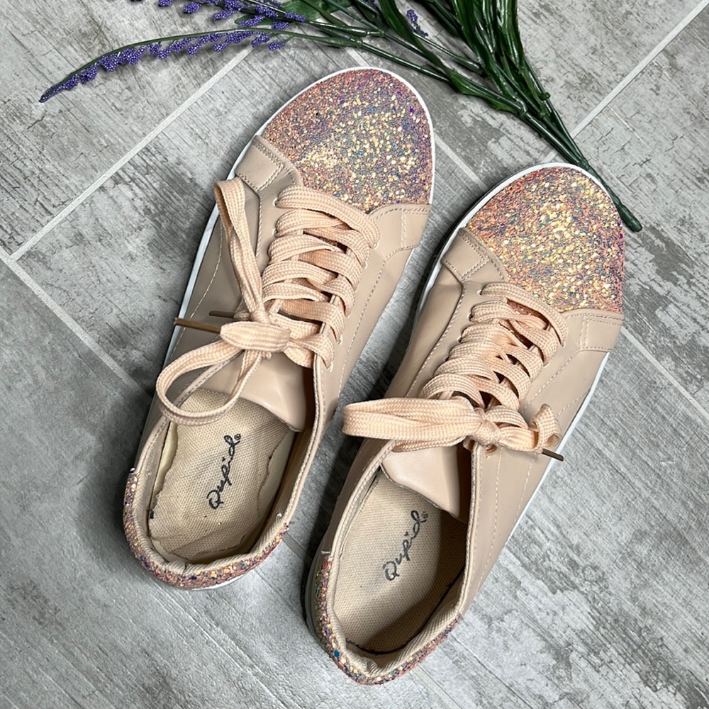 Qupid Faux Leather Rose Gold Shoes